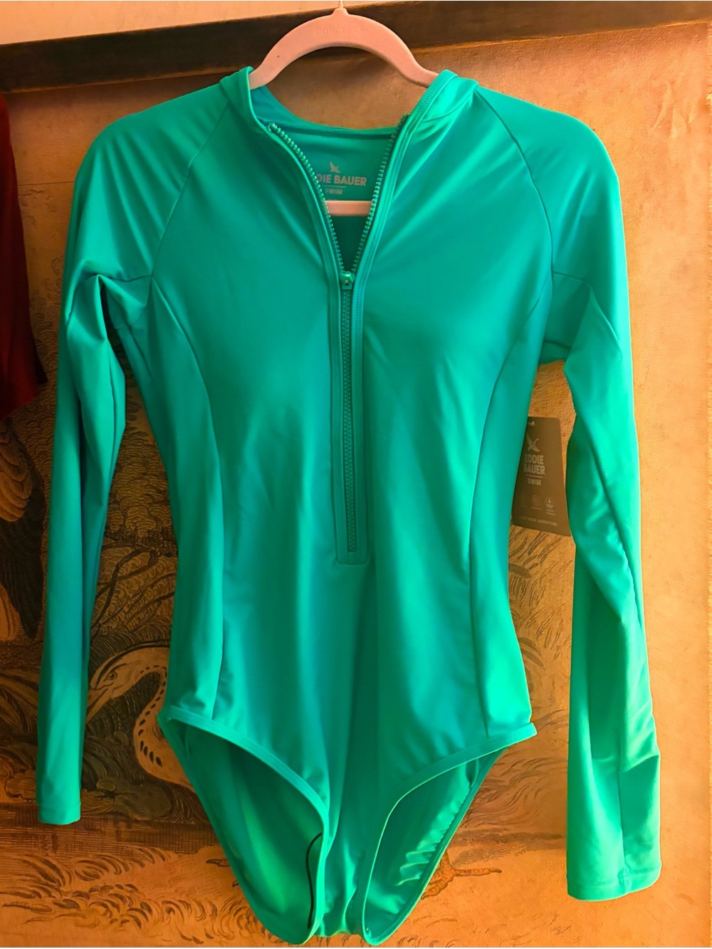 * New Eddie Bauer Seabreeze Teal Long-Sleeve Swimsuit SZ Medium Retail $100 *